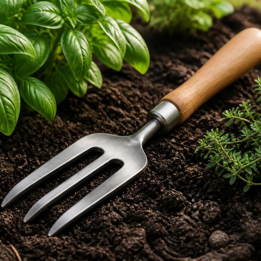 Garden fork detail
