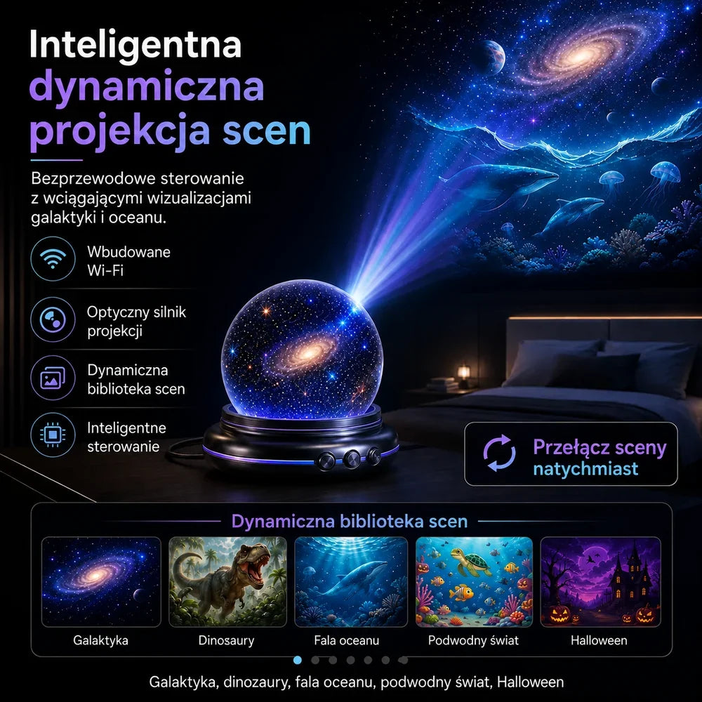 🔮 Projektor świateł nocnych Topacme® – Magiczna atmosfera każdej nocy