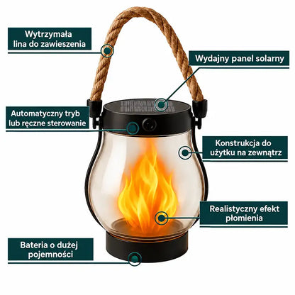 Solarna lampa 🔥  Realistyczny efekt tańczącego płomienia